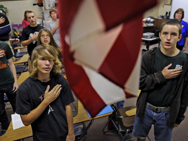 Should everyone be required to stand for the Pledge of Allegiance at school?