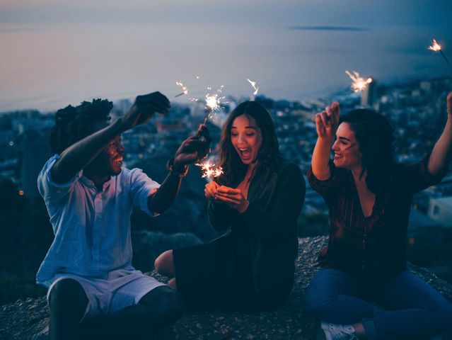 What are you most likely to be doing at a party?