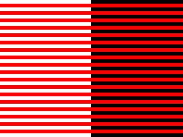 On which side do the red lines become darker?
