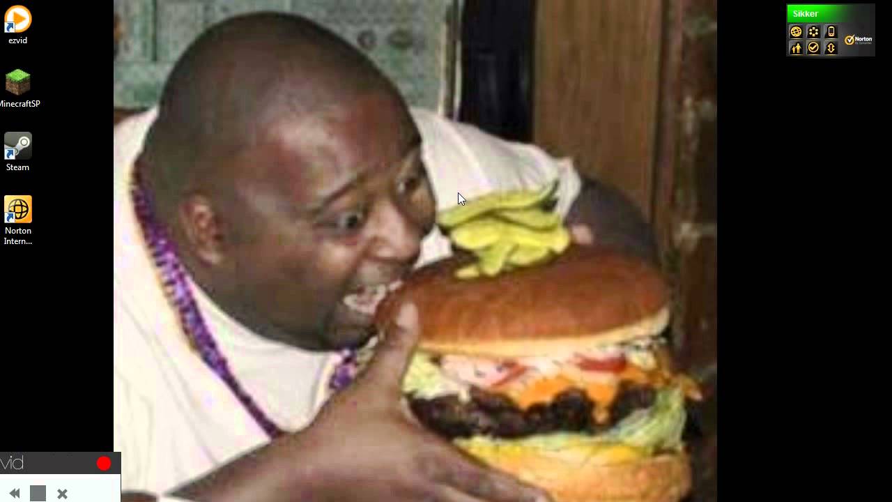 Fat Black Guy Eating Burger 100