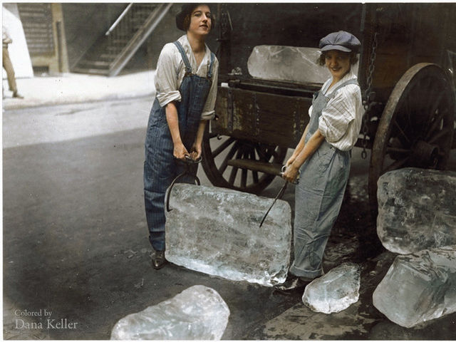 Κοπέλες που παρέδιδαν πάγο το 1918