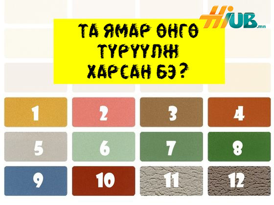 Та ямар өнгө түрүүлж харсан бэ?