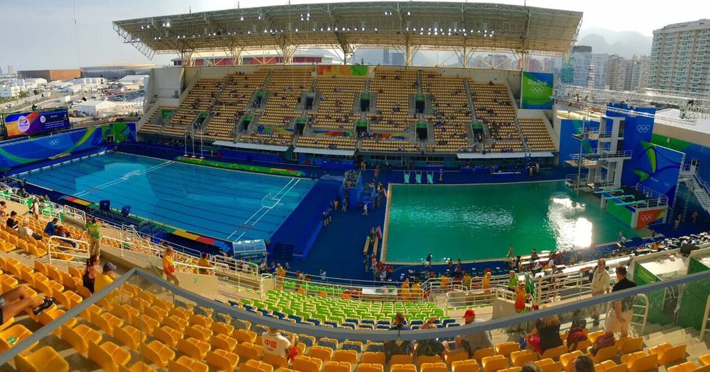 The Olympic Swimming Pool In Rio Has Changed From Clear To.... Green