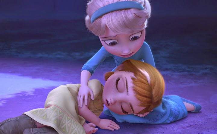 Resultado de imagen de momento en el que elsa le manda un rayo de hielo a anna