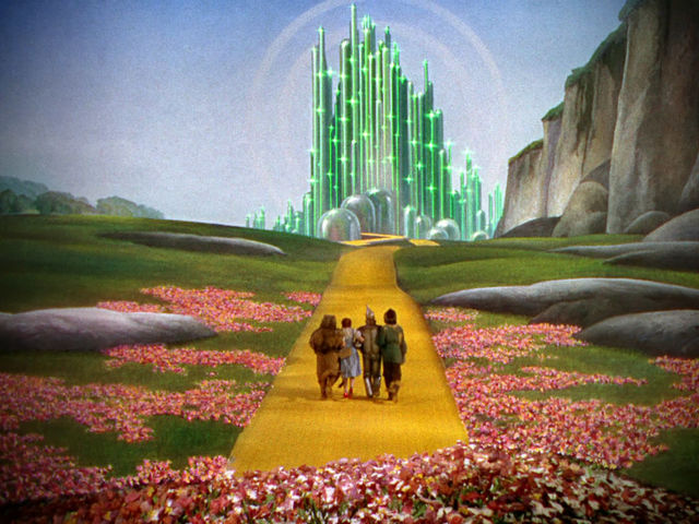 wizard of oz cast walking the yellow brick road