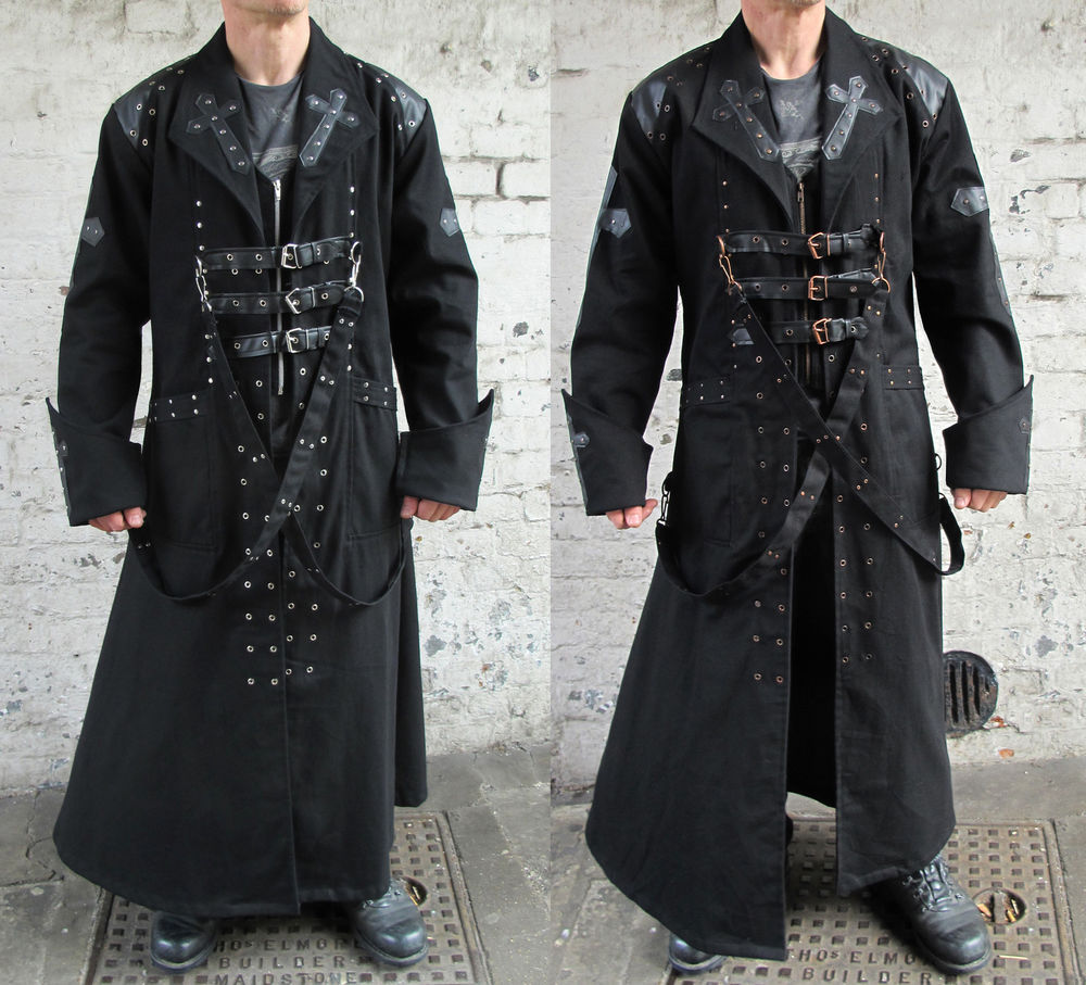 Mens Long Black Leather Trench Coat Tradingbasis Black Lapel Collar Blade Long Trench Coat For Men